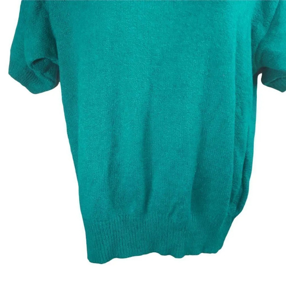 Perspective Classic Vintage Jewel Green Knit Short Sleeve  Mom Grandma Shirt M - Picture 3 of 6
